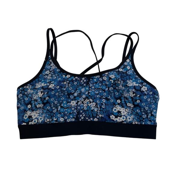 Tory Sport Tory Burch Blue Floral Molded Cup Sports Bra - Size XL - Picture 1 of 7